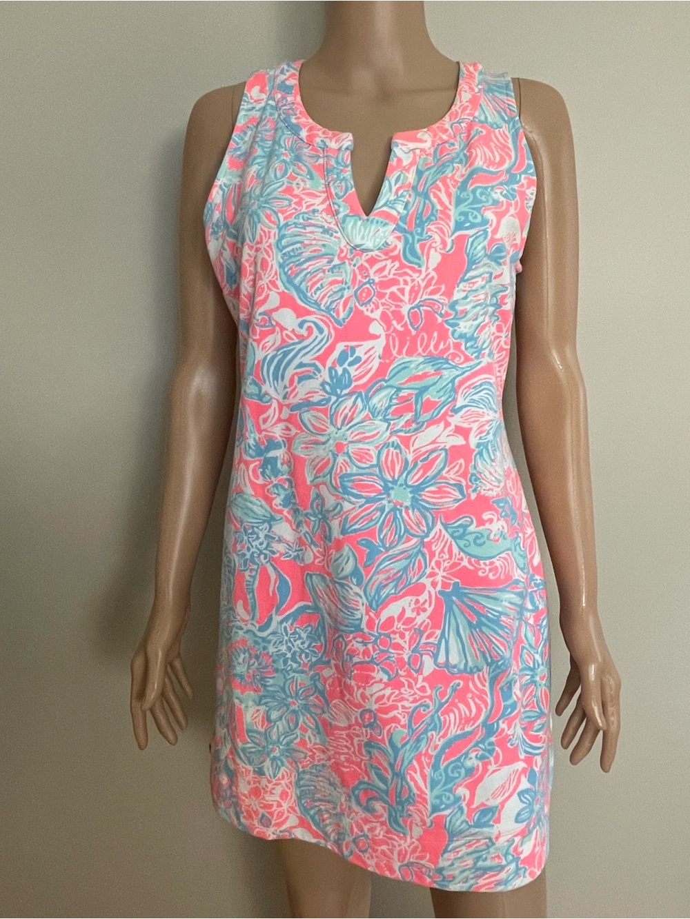 Womens LILLY PULITZER Estrada PINK Sun Ray SUMMER SIREN French Terry SHIFT DRESS - Picture 2 of 9